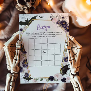 Papier Purple Floral Baby shower gothique Jeu de Bingo