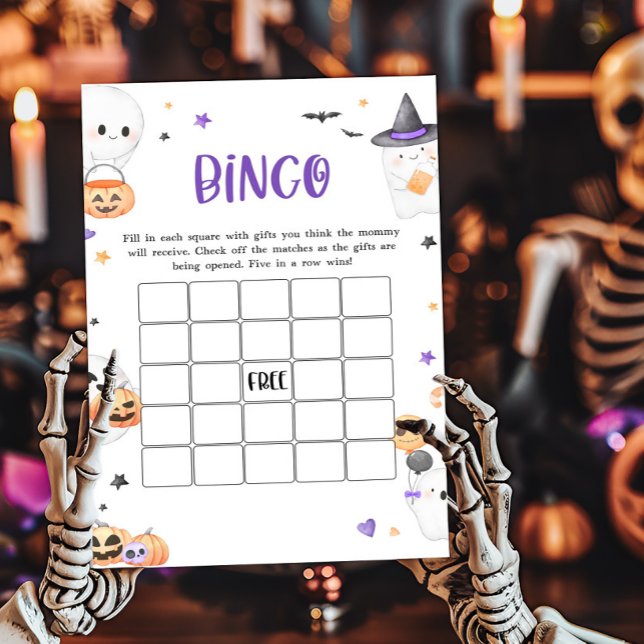 Papier Purple Halloween Petit Baby shower Boite Jeu de Bi (Baby is Brewing Baby Shower Bingo Game)