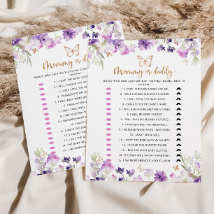 Papier Purple papillon maman ou papa jeu de baby shower