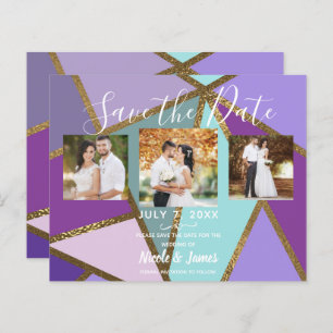 Papier Purple rose Turquoise Turquoise & Bronze Mariage o