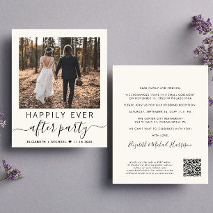 Papier QR Code Photo Cream Mariage Réception Invitation