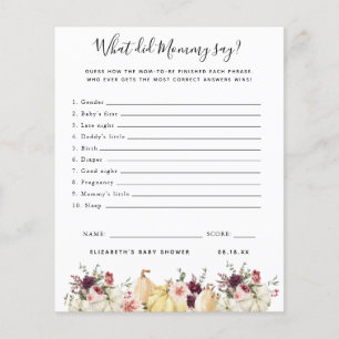 Papier Qu'a dit maman ? Jeu Baby shower