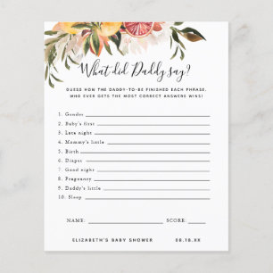 Papier Qu'a dit papa ? Jeu Baby shower