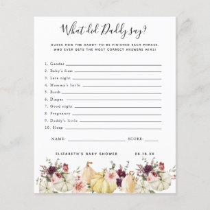 Papier Qu'a dit papa ?   Jeu Baby shower