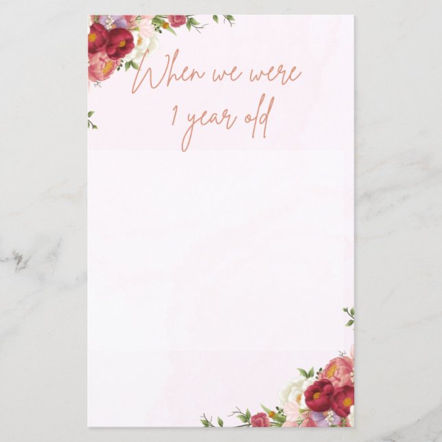 Papier Quand nous étions des numéros de table d'âge (Devant)