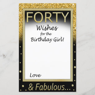 Papier Quarante voeux pour la fille d'anniversaire