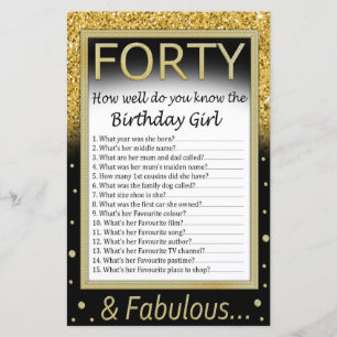 Papier Quarty Tu connais bien la fille d'anniversaire