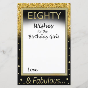 Papier Quatre-vingts voeux pour la fille d'anniversaire