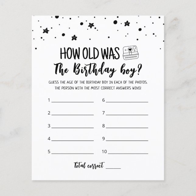 Papier Quel âge avait Birthday boy Birthday Party (Devant)