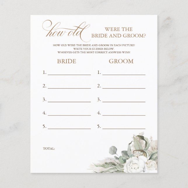 Papier Quel Âge Avait La MARIÉE ET LE Jeu DE GROUPE (Devant)