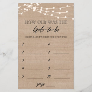 Papier Quel âge avait la mariée pour être le jeu de la do