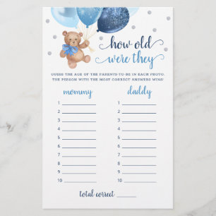 Papier Quel Âge Ont-Ils Joué Baby shower Teddy Bear