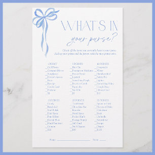 Papier Quel est dans votre sac Bleu Bow Fête des mariées 