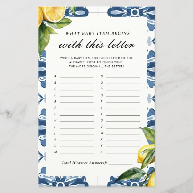 Papier Quel Point Commence Avec Cette Lettre Positano Jeu (Devant)