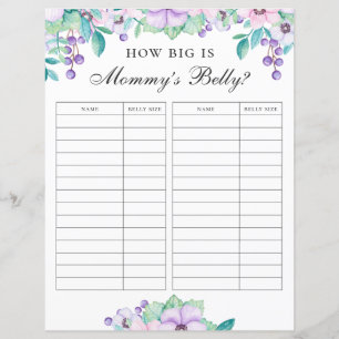 Papier Quelle taille a le ventre de maman. Jeu de baby sh