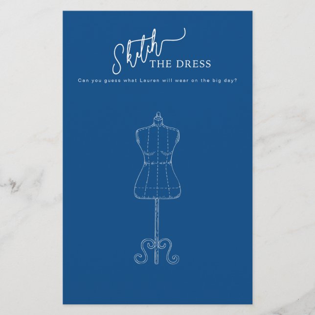 Papier Quelque chose de bleu Sketch la robe Fête des mari (Devant)