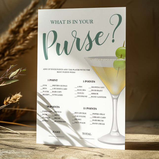 Papier Qu'est-ce que dans Purse Elegant Bridal Game Invit (Créateur téléchargé)