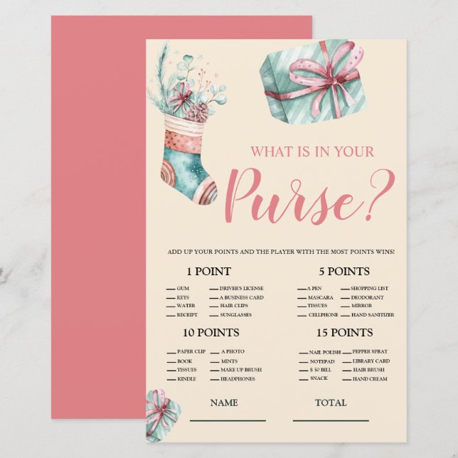 Papier Qu'est-ce que dans Purse Noël Stocker Jeu nuptiale (Devant / Derrière)