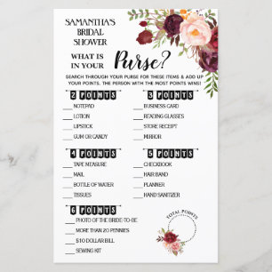 Papier Qu'est-ce que dans votre Purse douche Anglais espa