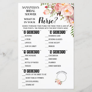 Papier Qu'est-ce que dans votre Purse douche Anglais espa