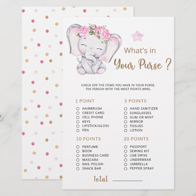 Papier Qu'est-ce que dans votre sac à dos Baby shower béb (Devant / Derrière)