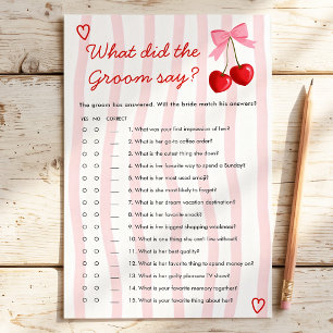 Papier Qu'est-ce que le marié a dit Jeu de Baby Shower Ce
