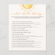 Papier Qu'Est-Ce Que Le Père A Dit Sunshine Baby shower J