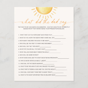 Papier Qu'Est-Ce Que Le Père A Dit Sunshine Baby shower J