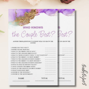 Papier Qui connaît Couple meilleur jeu de mariée violet