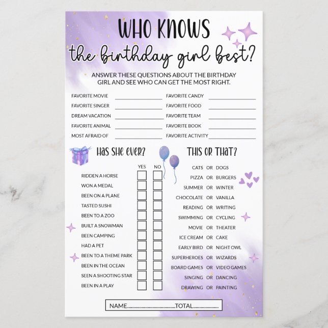 Papier Qui Connaît La Fille Anniversaire Meilleur Jeu - V (Devant)