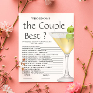 Papier Qui connaît le couple meilleur Elegant Bridal Game
