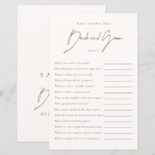 Papier Qui connaît le mieux la mariée et le marié Jeu de