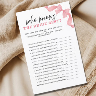 Papier Qui connaît le mieux la mariée jeu de Baby Shower