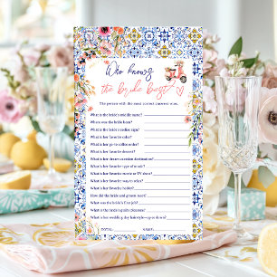 Papier Qui connaît le mieux la mariée jeu de baby shower 