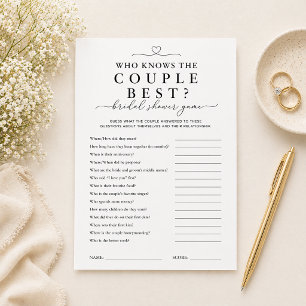 Papier Qui connaît le mieux le couple Jeu de Baby Shower 