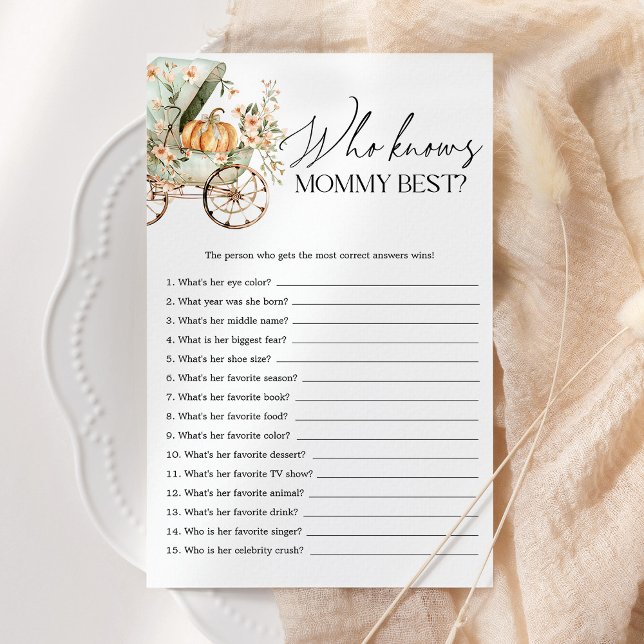 Papier Qui connaît le mieux maman jeu de baby shower auto (Créateur téléchargé)
