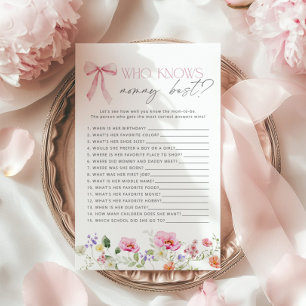 Papier Qui connaît le mieux maman jeu de baby shower Wild
