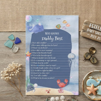 Papier Qui connaît le mieux Papa Sea You Soon Baby Shower