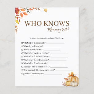 Papier Qui connaît maman meilleur Baby shower d'automne c