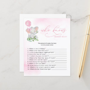 Papier Qui connaît maman meilleur Baby shower éléphant je