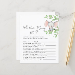 Papier Qui connaît maman meilleur Baby shower éléphant je