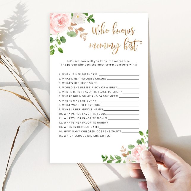 Papier Qui connaît maman meilleur baby shower jeu (Créateur téléchargé)