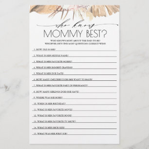 Papier Qui connaît maman meilleur Baby shower jeu