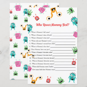 Papier Qui Connaît Maman Meilleur Baby shower Monster Jeu