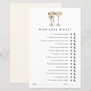 Papier Qui dit ce jeu Wedding shower neutre pour les femm