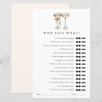 Qui dit quoi Champagne Gay Wedding shower jeu