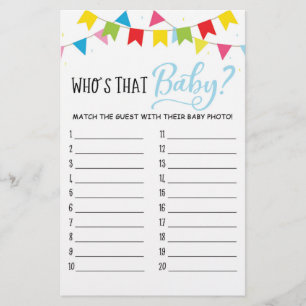 Papier Qui est ce bébé ? Jeu Baby shower partie