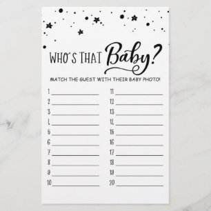 Papier Qui est ce bébé ? Jeu Baby shower partie