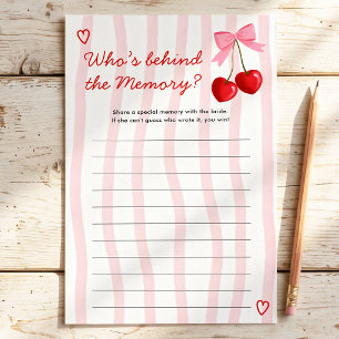 Papier Qui est derrière le jeu de Baby Shower Memory Cher