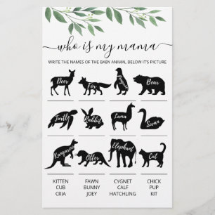 Papier Qui est ma maman Jeu Baby shower partie jeu